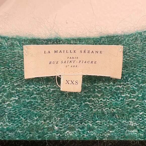 EUC Sezane Esmee Mohair Wool Square Neck Cardigan Emerald Green XXS - Picture 5 of 7